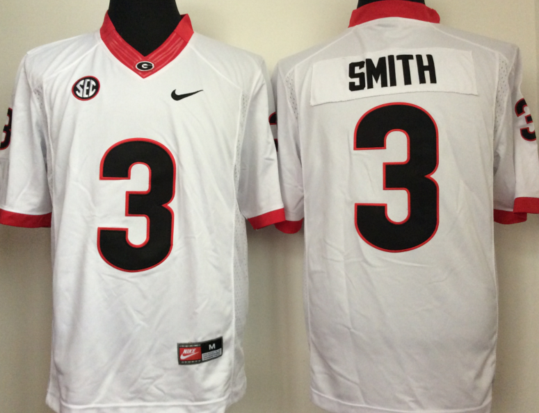 NCAA Men Georgia Bulldogs White #3 smith style 2->ncaa teams->NCAA Jersey